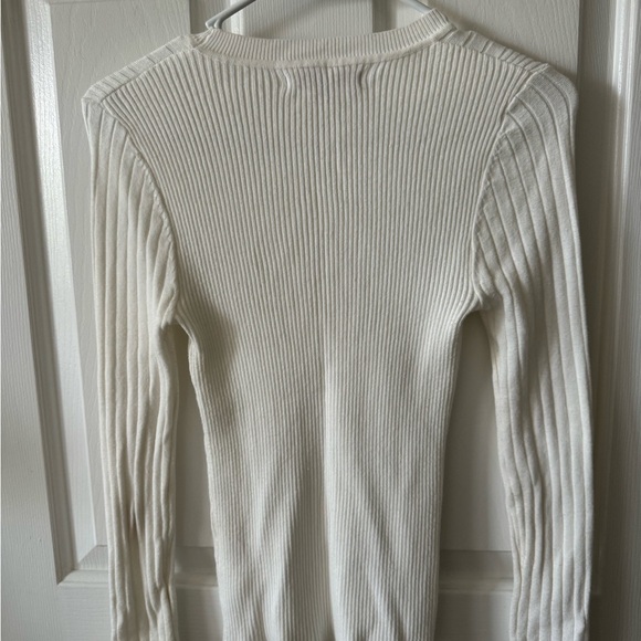 Love Tree Sweater S Cream Ribbed Round Neck Long Sleeve, NWOT - Picture 5 of 5